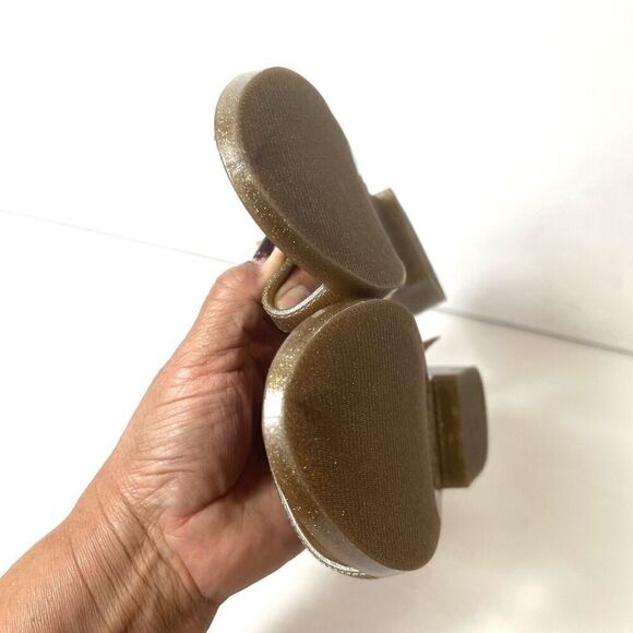 Melissa Jason Wu Womens Sz 7 Summer Sandals Glitter Bronze Tie Up Open Toe Vegan - Picture 10 of 13